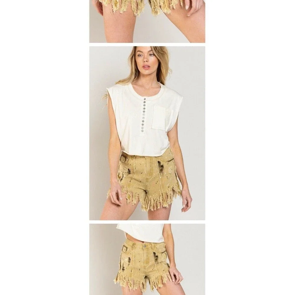 POL Shorts pol denim pol jean shorts pol fringe pol jeans womens medium 6 7 8